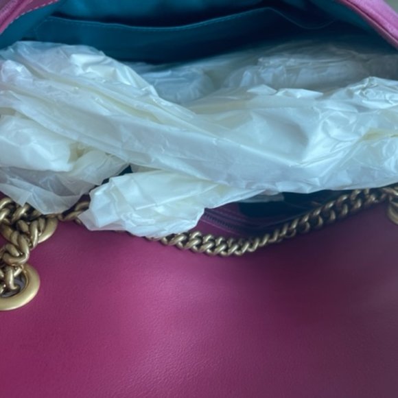 Gucci Blind For Love Pink Rose Velvet Handbag Bag Marmont GG Gold Purse Italy NW - Picture 12 of 15